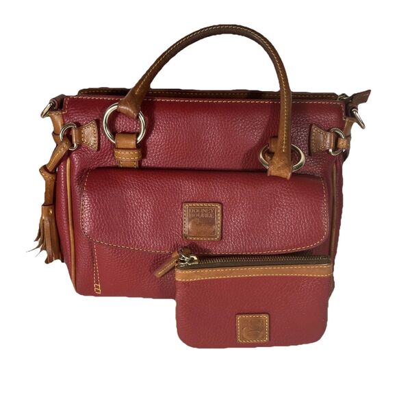 Dooney & Bourke Vintage AWL Satchel Leather Bag w/ Matching Coin Purse – Chestnu - Picture 1 of 16